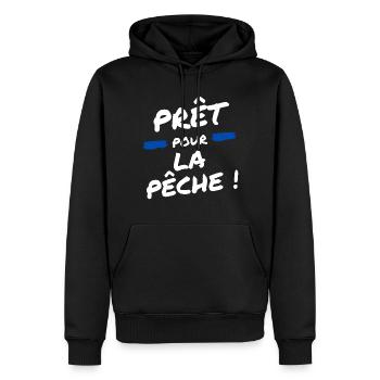 Prêt pour la pêche - Sweat à capuche Premium bio Homme - noir - Devant - Nico (187cm)