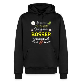 Collègue Départ Message Tu Te Casses - Sweat à capuche Premium bio Homme - noir - Devant - Nico (187cm)
