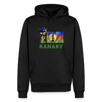 Kanaky Drapeau Nouvelle Calédonie Peuple Honneur - Sweat à capuche Premium bio Homme - noir - Devant - Nico (187cm)