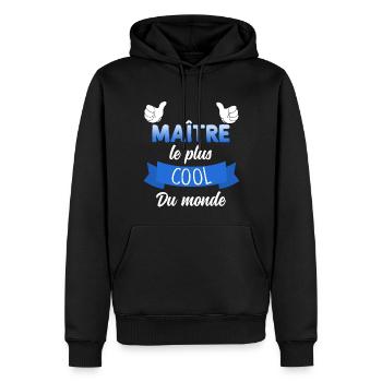 Mon Maître D'Ecole Est Le Plus Cool Du Monde - Sweat à capuche Premium bio Homme - noir - Devant - Nico (187cm)