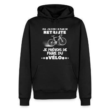 Je Prévois de Faire Du Vélo Cadeau Retraite Homme - Sweat à capuche Premium bio Homme - noir - Devant - Nico (187cm)