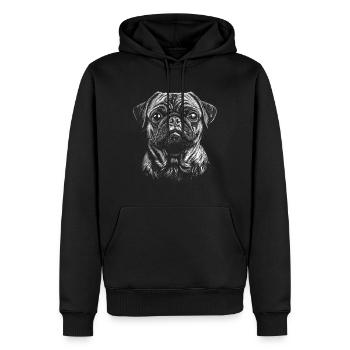 Mops Portrait Hunde Hund - Männer Premium Bio Hoodie - Schwarz - Vorne - Nico (187cm)