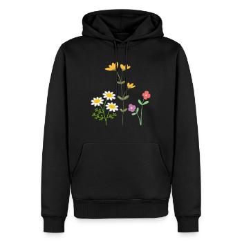 Flowers Blumen - Men’s Premium Organic Hoodie - black - Front - Nico (187cm)