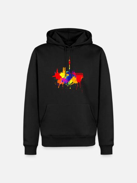 München Skyline Bunte Farben Malerei Bayern Fan - Männer Premium Bio Hoodie - Schwarz