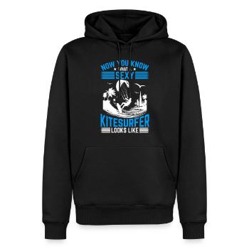 Now you know what a sexy kitesurfer looks like - Männer Premium Bio Hoodie - Schwarz - Vorne - Nico (187cm)