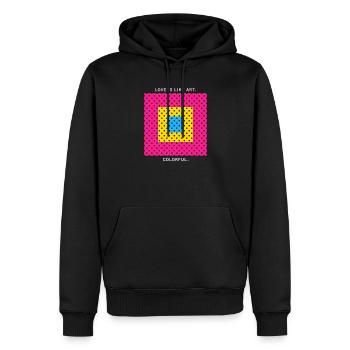 Liebe ist wie Kunst - bunt - LGBTQ Pansexual Pride - Männer Premium Bio Hoodie - Schwarz - Vorne - Nico (187cm)