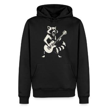 Guitare, Rock, Raton laveur, Guitariste, Heavy Metal - Sweat à capuche Premium bio Homme - noir - Devant - Nico (187cm)