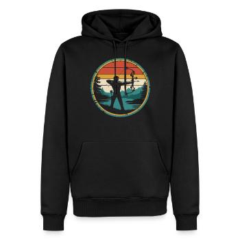 Rétro Vintage Arc Chasse Tir à l’arc Cadeaux - Sweat à capuche Premium bio Homme - noir - Devant - Nico (187cm)