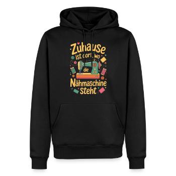Coudre à la maison est là où se trouve la machine à coudre - Sweat à capuche Premium bio Homme - noir - Devant - Nico (187cm)