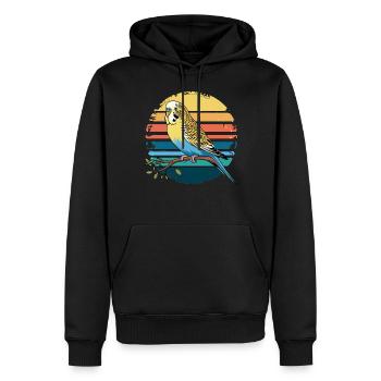 Budgie Parakeet Retro Sunset Vintage Budgerigar - Männer Premium Bio Hoodie - Schwarz - Vorne - Nico (187cm)