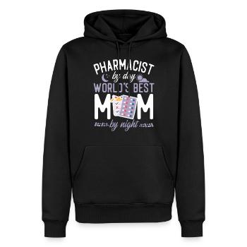 Technicien en pharmacie - Sweat à capuche Premium bio Homme - noir - Devant - Nico (187cm)