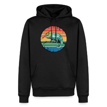 Coucher de soleil rétro caméléon propriétaire pour les amateurs de reptiles - Sweat à capuche Premium bio Homme - noir - Devant - Nico (187cm)