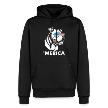 Pitbull Terrier mit Sonnenbrille 4. Juli Merica - Männer Premium Bio Hoodie - Schwarz - Vorne - Nico (187cm)