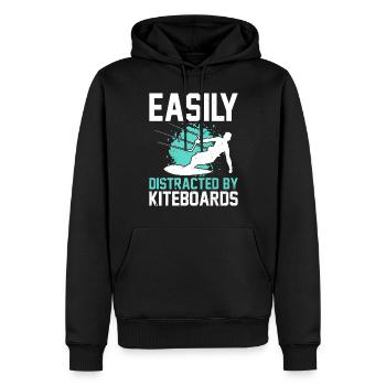 Kitesurfeur - Facilement distrait par les planches de kitesurf - Sweat à capuche Premium bio Homme - noir - Devant - Nico (187cm)