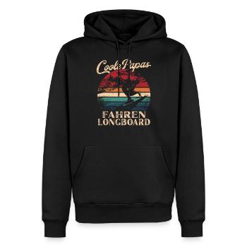 Coole Papas fahren Longboard Retro Vater Geschenk - Männer Premium Bio Hoodie - Schwarz - Vorne - Nico (187cm)