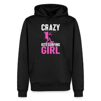 Kiteboarding Kitesurfer - Crazy Kitesurfing girl - Sweat à capuche Premium bio Homme - noir - Devant - Nico (187cm)