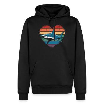 Rétro Vintage Hammerhead Shark Ocean Divers Cadeaux - Sweat à capuche Premium bio Homme - noir - Devant - Nico (187cm)