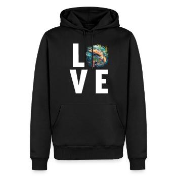 Saumon Saumon - Sweat à capuche Premium bio Homme - noir - Devant - Nico (187cm)