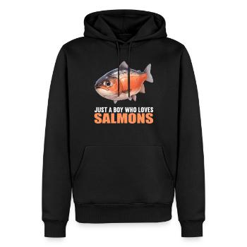 Saumon Saumon - Sweat à capuche Premium bio Homme - noir - Devant - Nico (187cm)