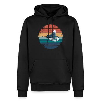 Manta Ray Retro Vintage Ocean Animal Sea Lover - Männer Premium Bio Hoodie - Schwarz - Vorne - Nico (187cm)
