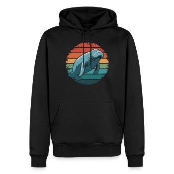 Lamantin Rétro Vintage Océan Animal Drôle Vache de Mer - Sweat à capuche Premium bio Homme - noir - Devant - Nico (187cm)