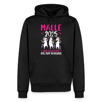 Malle 2025 Nous intensifions jusqu’au bout - Sweat à capuche Premium bio Homme - noir - Devant - Nico (187cm)