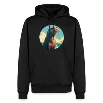 Seelöwen Seelöwe - Männer Premium Bio Hoodie - Schwarz - Vorne - Nico (187cm)
