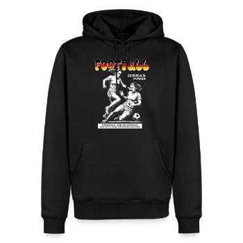 Deutscher Frauenfußball Shirt: Spielfreude pur - Männer Premium Bio Hoodie - Schwarz - Vorne - Nico (187cm)