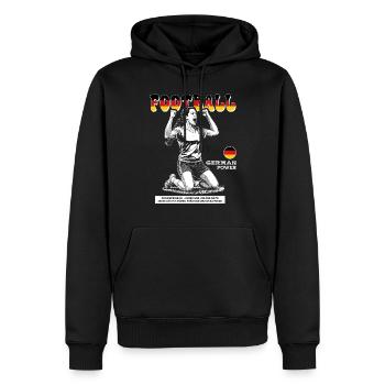 Deutscher Frauenfußball Shirt: Torjubel mit Power - Männer Premium Bio Hoodie - Schwarz - Vorne - Nico (187cm)