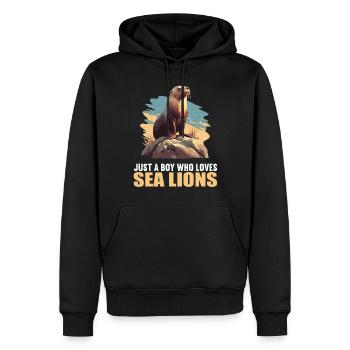 Seelöwen Seelöwe - Männer Premium Bio Hoodie - Schwarz - Vorne - Nico (187cm)