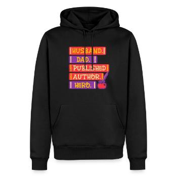 Auteur Auteurs Père - Sweat à capuche Premium bio Homme - noir - Devant - Nico (187cm)