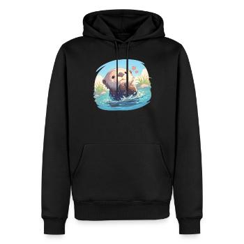 Seeotter - Männer Premium Bio Hoodie - Schwarz - Vorne - Nico (187cm)