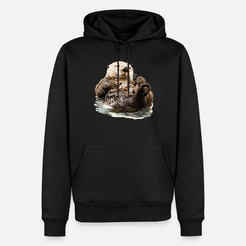 Loutre de mer - Sweat à capuche Premium bio Homme - noir
