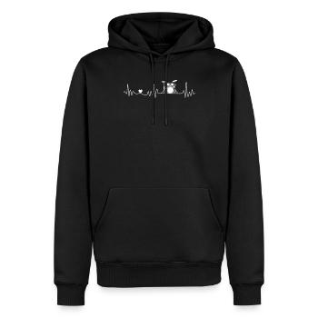 Schlagzeug Drums Herzschlag Musiker Schlagzeuger - Männer Premium Bio Hoodie - Schwarz - Vorne - Nico (187cm)