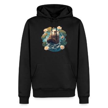 Seeotter - Männer Premium Bio Hoodie - Schwarz - Vorne - Nico (187cm)