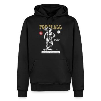 Schweizer Fußballerin Shirt: Ballkontrolle pur - Männer Premium Bio Hoodie - Schwarz - Vorne - Nico (187cm)