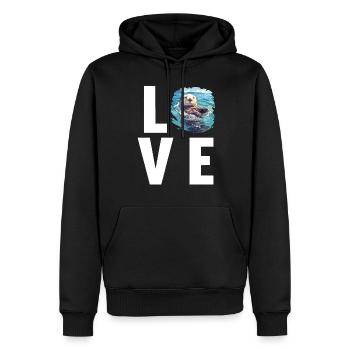 Seeotter - Männer Premium Bio Hoodie - Schwarz - Vorne - Nico (187cm)