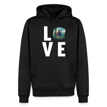 Seeotter - Männer Premium Bio Hoodie - Schwarz - Vorne - Nico (187cm)