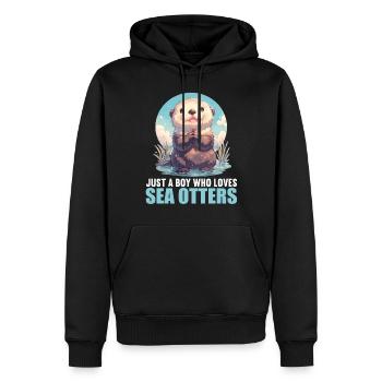 Seeotter - Männer Premium Bio Hoodie - Schwarz - Vorne - Nico (187cm)