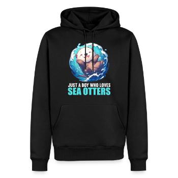 Seeotter - Männer Premium Bio Hoodie - Schwarz - Vorne - Nico (187cm)