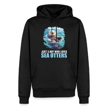 Seeotter - Männer Premium Bio Hoodie - Schwarz - Vorne - Nico (187cm)