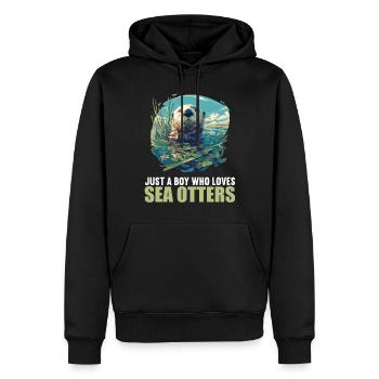 Seeotter - Männer Premium Bio Hoodie - Schwarz - Vorne - Nico (187cm)