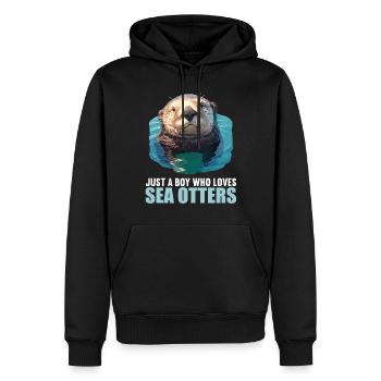 Seeotter - Männer Premium Bio Hoodie - Schwarz - Vorne - Nico (187cm)