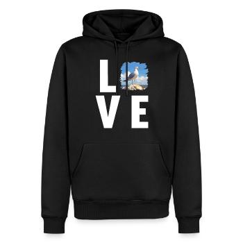 Mouettes Mouette - Sweat à capuche Premium bio Homme - noir - Devant - Nico (187cm)