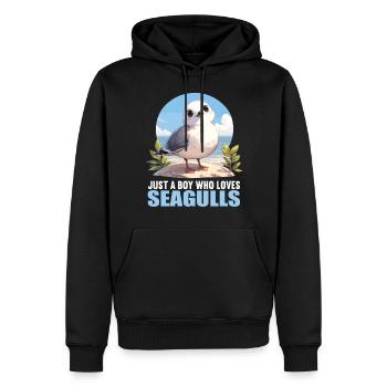 Mouettes Mouette - Sweat à capuche Premium bio Homme - noir - Devant - Nico (187cm)