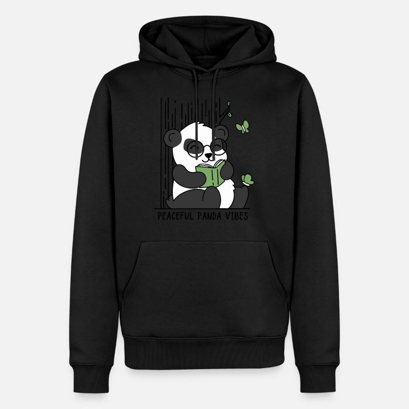 Friedliche Panda-Vibes - Männer Premium Bio Hoodie - Schwarz