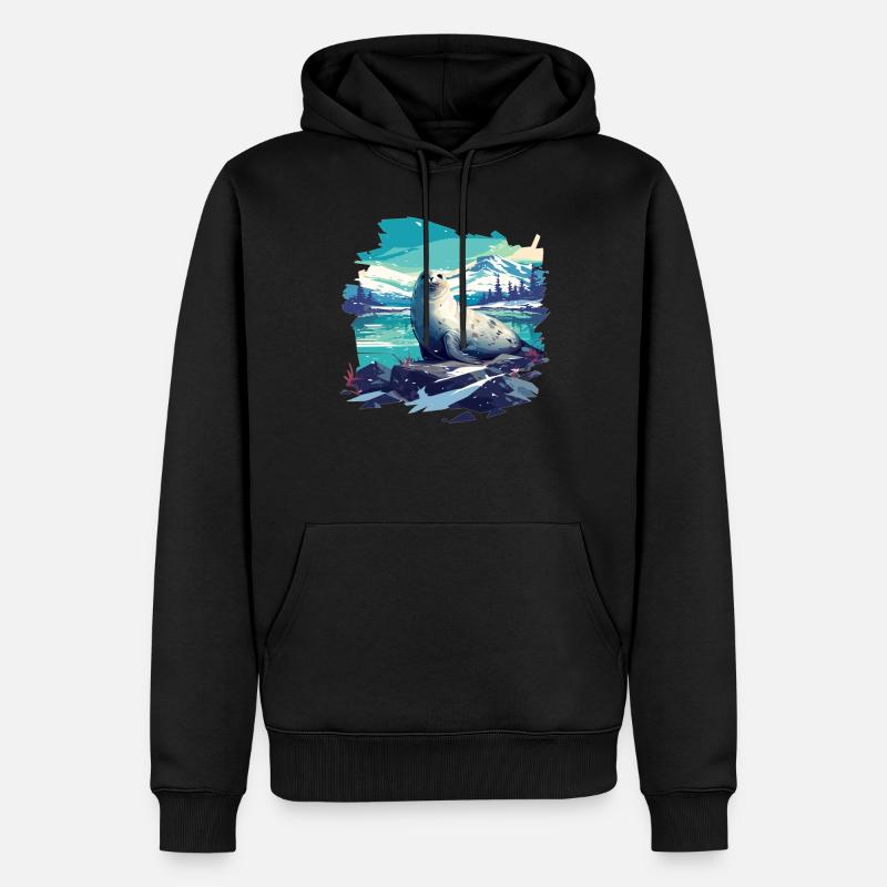 Robben Robbe - Männer Premium Bio Hoodie - Schwarz