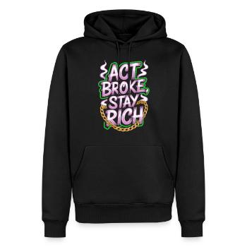 Acte Broke Rester riche Minimaliste Frugaliste Reich - Sweat à capuche Premium bio Homme - noir - Devant - Nico (187cm)