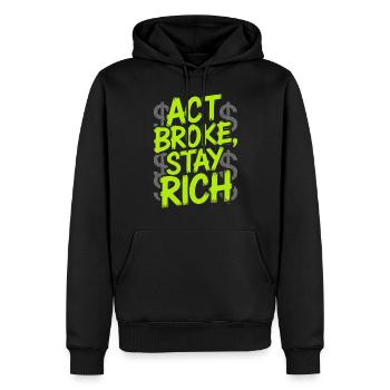 Acte Broke Rester riche Minimaliste Frugaliste Reich - Sweat à capuche Premium bio Homme - noir - Devant - Nico (187cm)