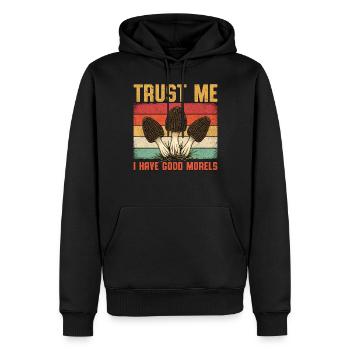 Croyez-moi, j’ai de bonnes morilles - Sweat à capuche Premium bio Homme - noir - Devant - Nico (187cm)